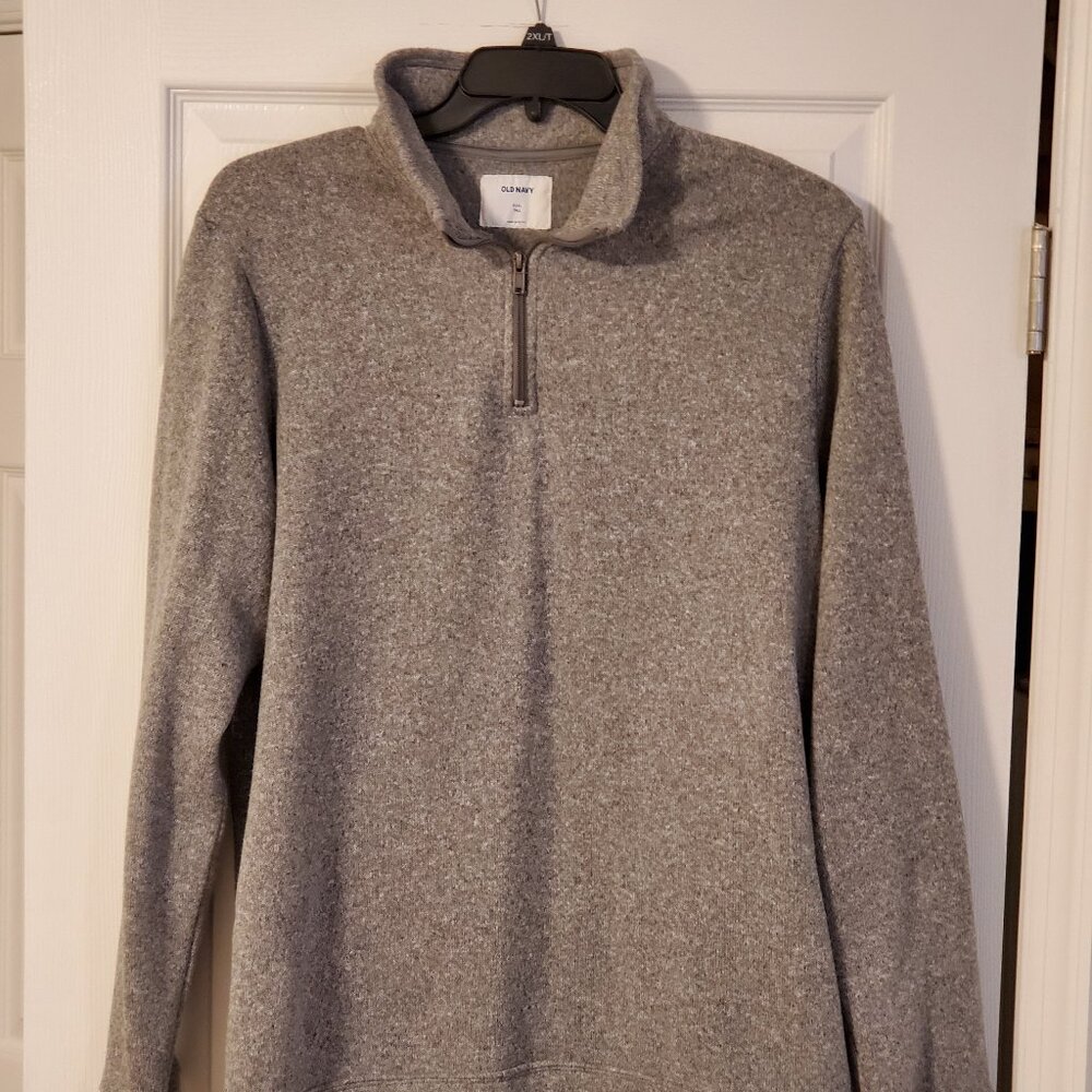 Old Navy Pullover Men's XXXL Gray Fleece 1/4 Zip Sweater Warm
